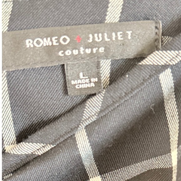 Romeo and Juliet Plaid Jumpsuit Spaghetti Strap Tie Front Wide Leg   Size L - Picture 5 of 5